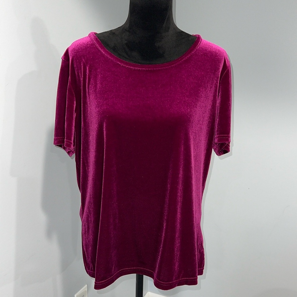 Jaclyn Smith velour top size XL short sleeve stretchy